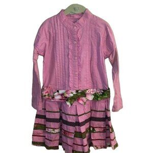 Beetlejuice Button Down, Drop Waist and Layered Strips' Dress, Size 7
